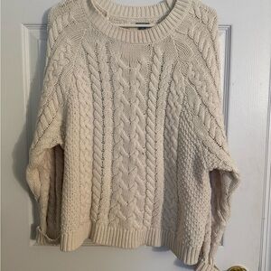 Aerie Cream Cable Knit Sweater